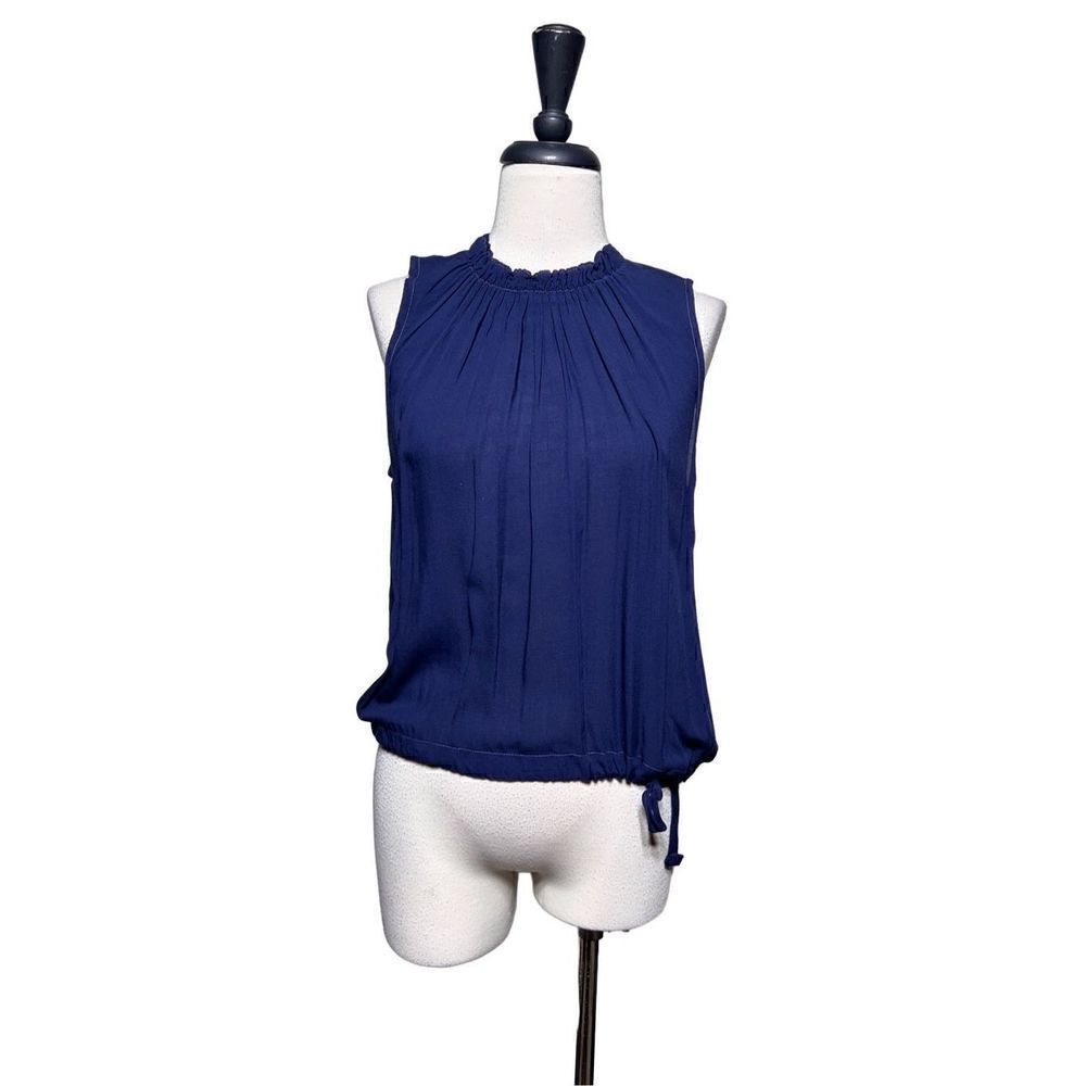 Cloth & Stone Sleeveless Pleated Navy Blue Blouse Size XS